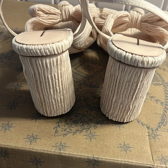 Loeffler Randall Camellia Pleated Knot Heeled Sandal Heel 8 NEW